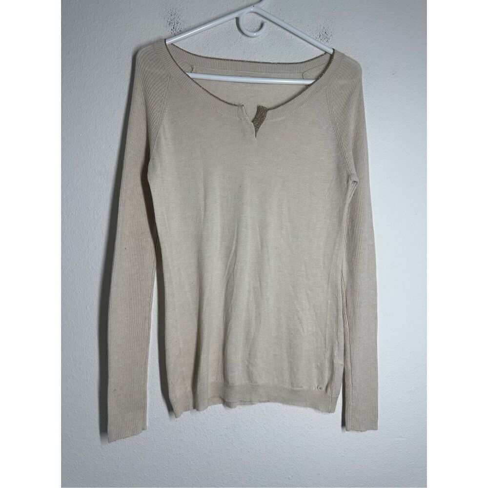 IKKS Girls Cashmere Wool Blend Top Long Sleeve Golden Trim Size XL